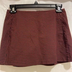 Urban Outfitters burgundy and black plaid mini skirt